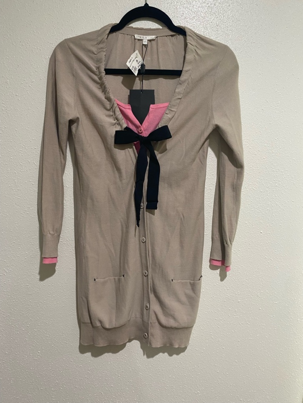 A-26 PAULE KA Cardigan with bow & Pink Accents